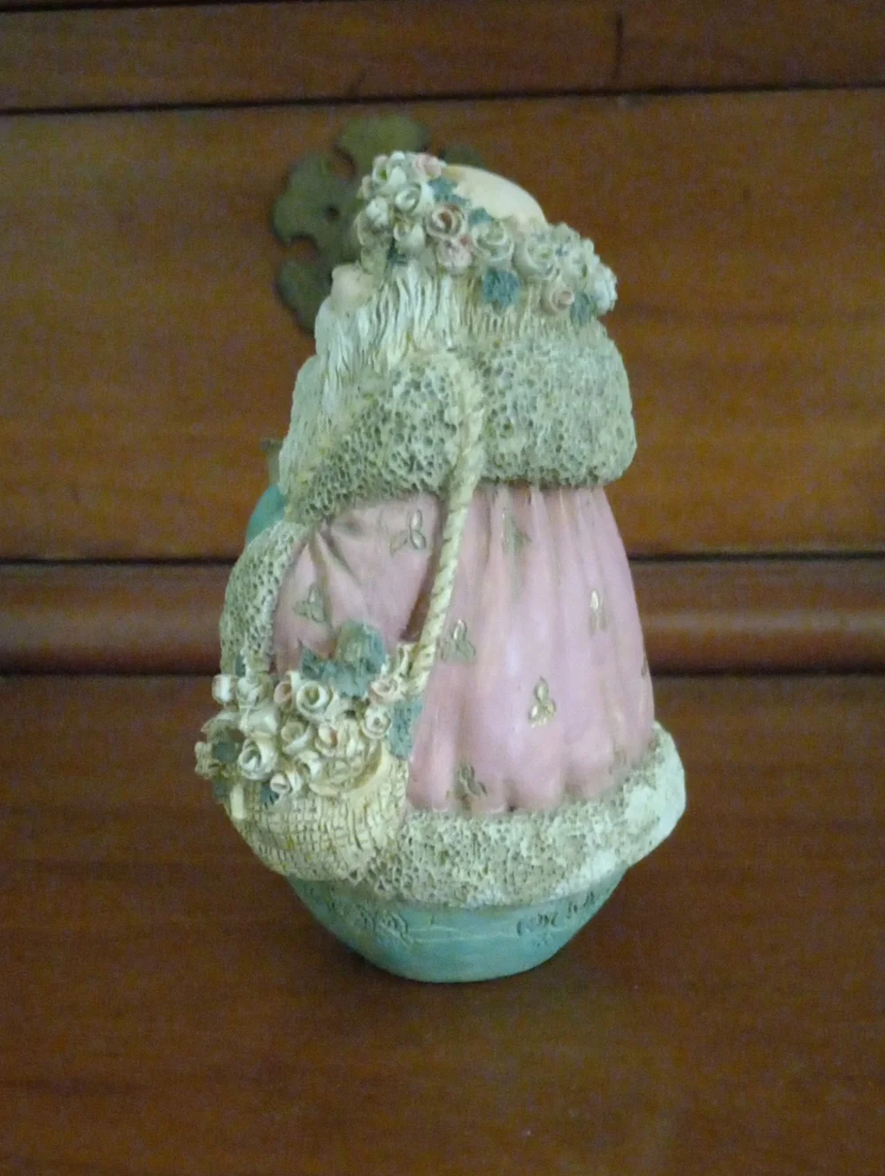 Midwest Importers Vintage Roly Poly Santa with Roses Pink Figurine 4